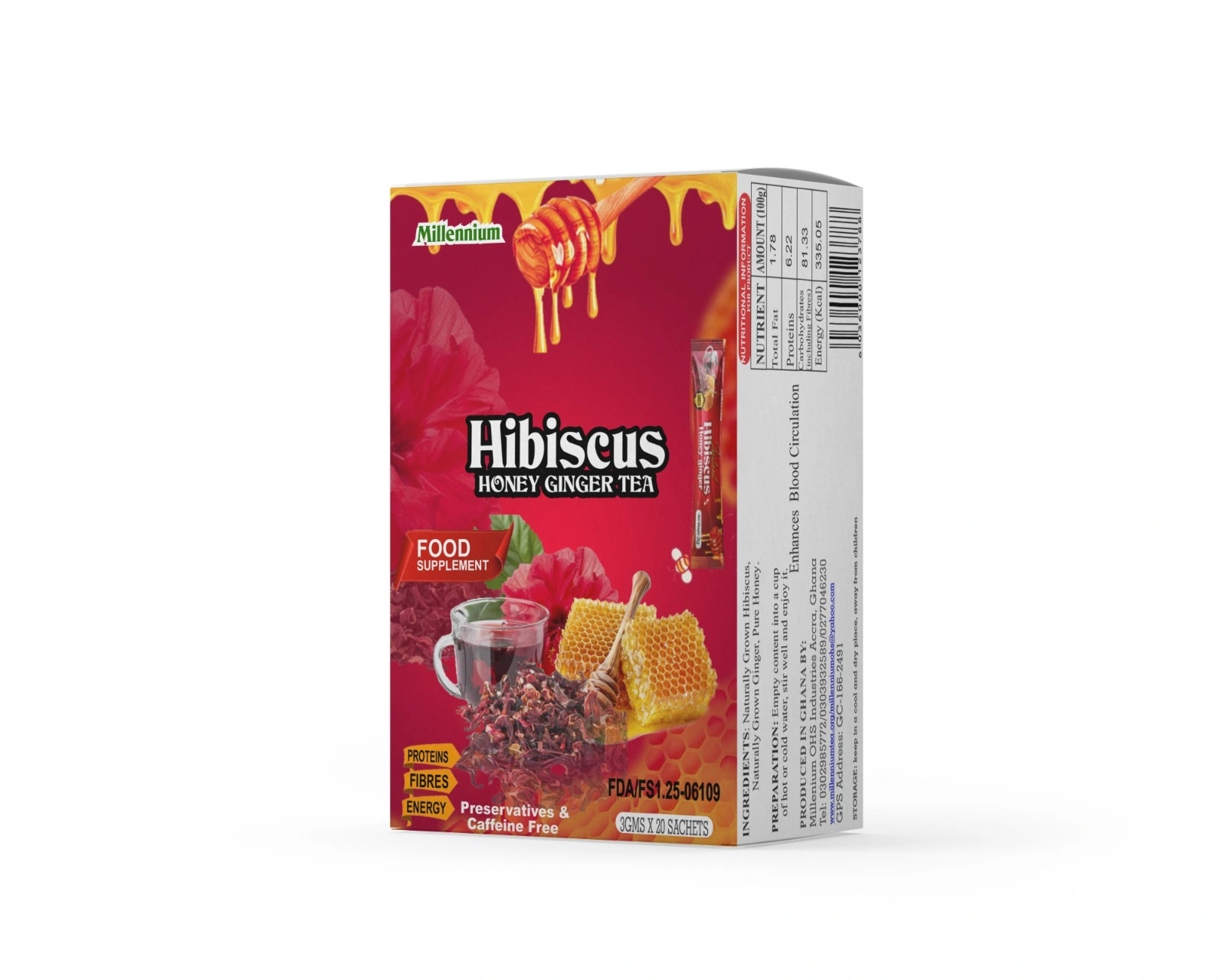 Supplied original Millennium Hibiscus Honey Ginger product photograph