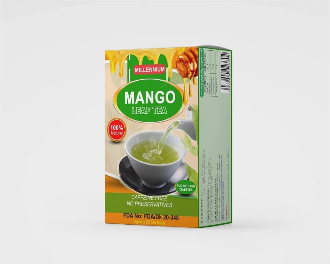 Supplied original Millennium Mango Leaf Tea product photograph